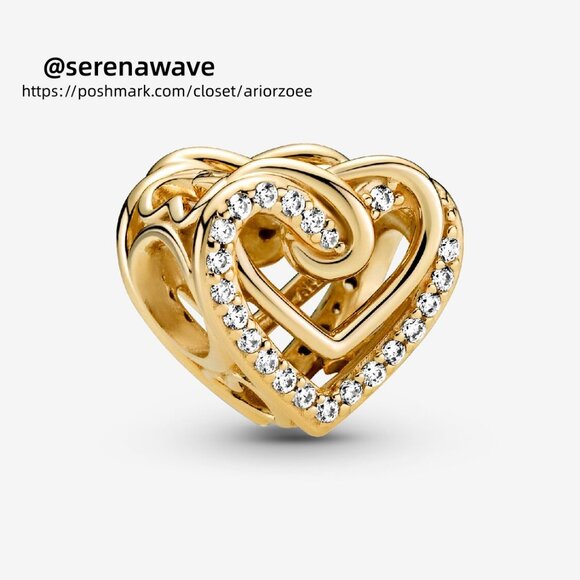 Pandora Sparkling Entwined Hearts Charm - Picture 1 of 5
